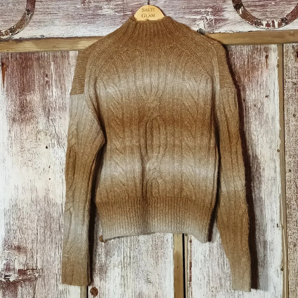 Banana Republic Alpaca Italian Yarn Knit mock neck drop shoulder tan ombre  xs - Picture 2 of 9